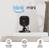 Blink Mini – Compact indoor plug-in smart security camera, 1080p HD video, night vision, motion detection, two-way audio, easy set up, Works with Alexa – 3 cameras (Black) Black Camera Only